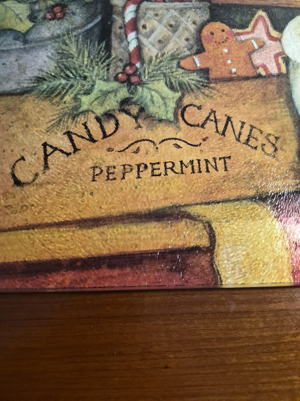 Holiday Candy Canes Joy,Peace,Love,Candy Canes Decorative Glass Cutting Board